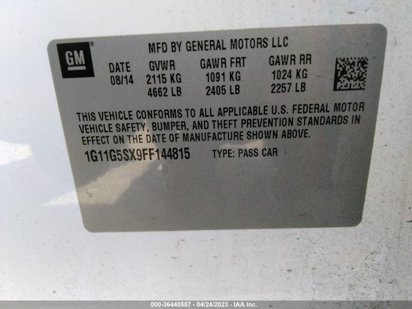 2015 CHEVROLET MALIBU LTZ - 1G11G5SX9FF144815