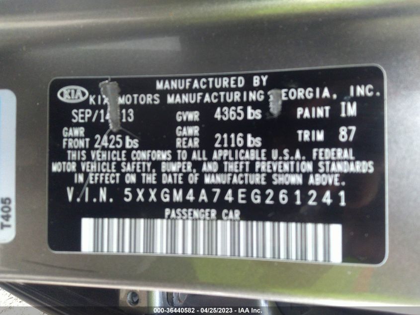 2014 KIA OPTIMA LX - 5XXGM4A74EG261241