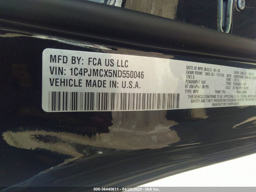 2022 JEEP CHEROKEE X - 1C4PJMCX5ND550046
