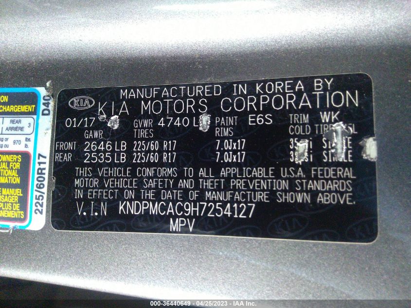 2017 KIA SPORTAGE LX - KNDPMCAC9H7254127