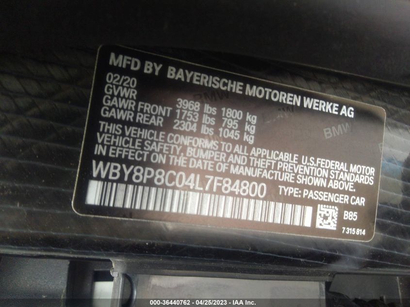 2020 BMW I3 S - WBY8P8C04L7F84800