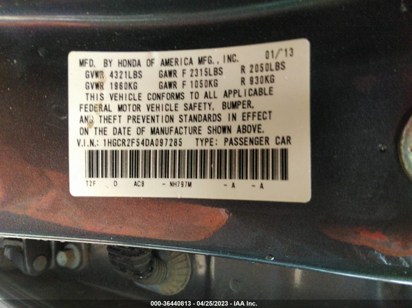 2013 HONDA ACCORD SDN SPORT - 1HGCR2F54DA097285