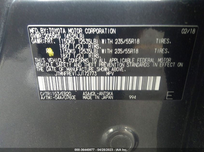 2018 TOYOTA RAV4 SE - JTMNFREV1JJ172773