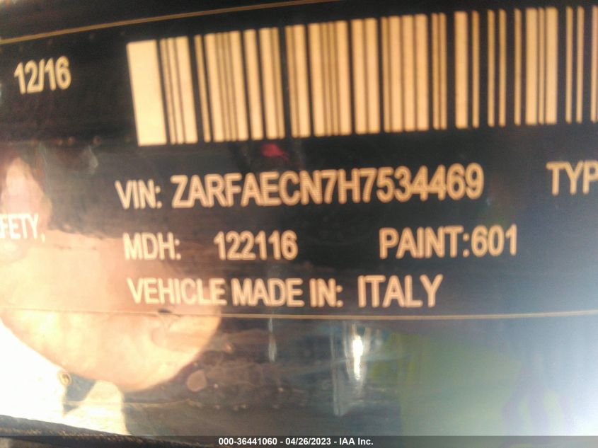 2017 ALFA ROMEO GIULIA TI - ZARFAECN7H7534469
