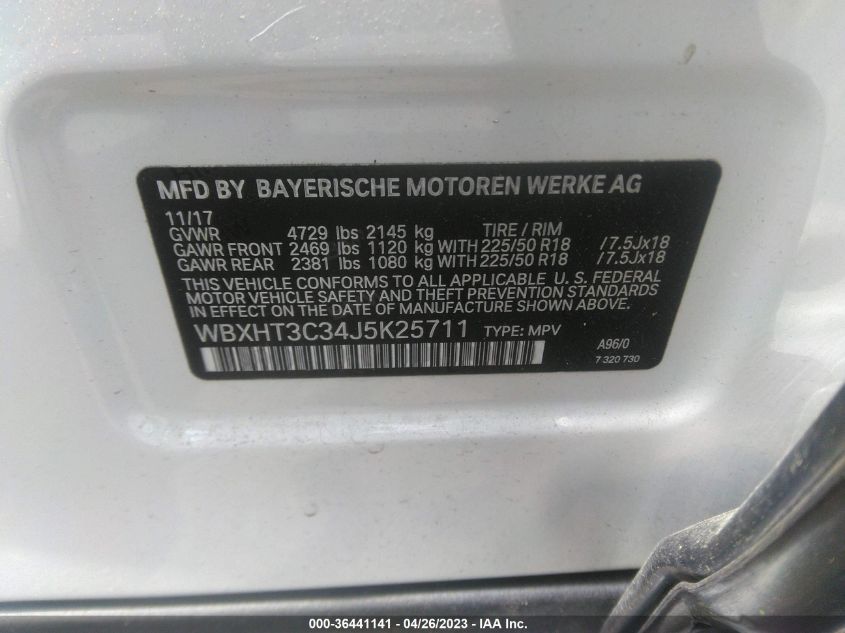 2018 BMW X1 XDRIVE28I - WBXHT3C34J5K25711