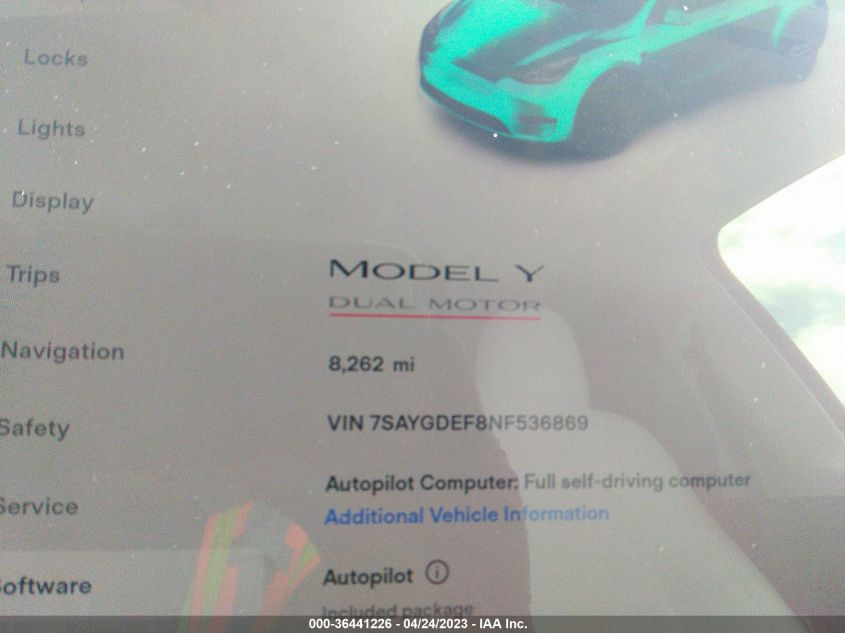 2022 TESLA MODEL Y PERFORMANCE - 7SAYGDEF8NF536869