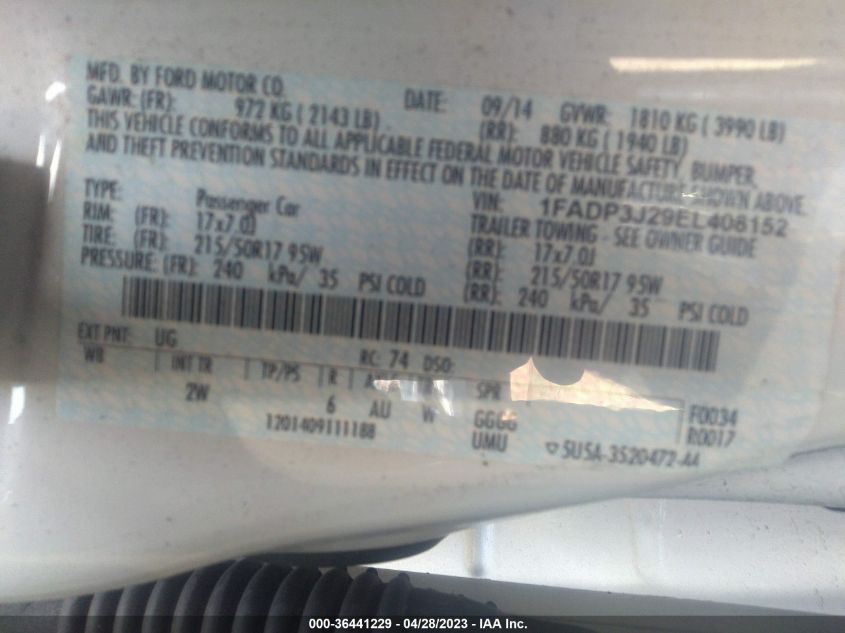 2014 FORD FOCUS TITANIUM - 1FADP3J29EL408152