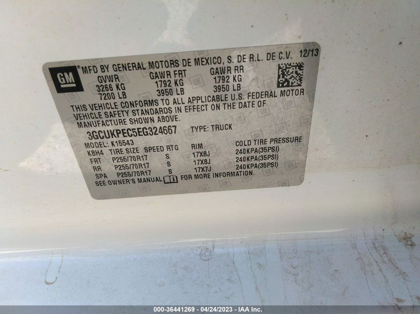 2014 CHEVROLET SILVERADO 1500 WORK TRUCK - 3GCUKPEC5EG324667