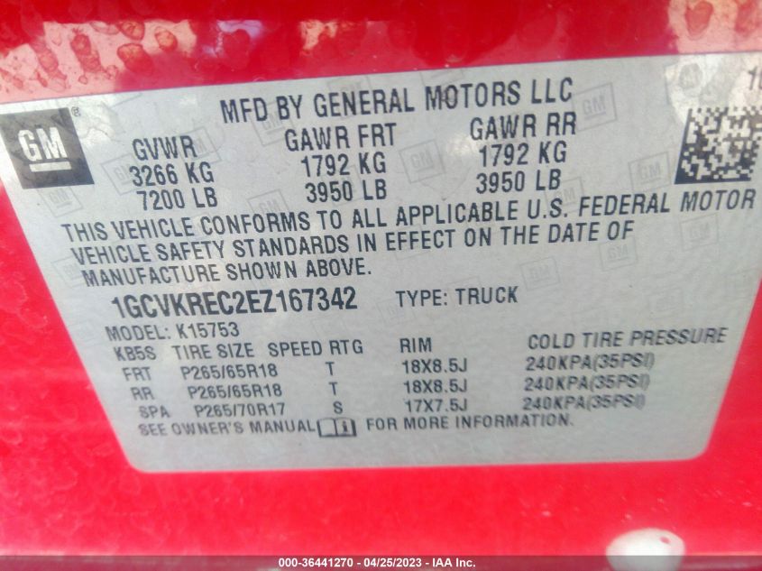 2014 CHEVROLET SILVERADO 1500 LT - 1GCVKREC2EZ167342