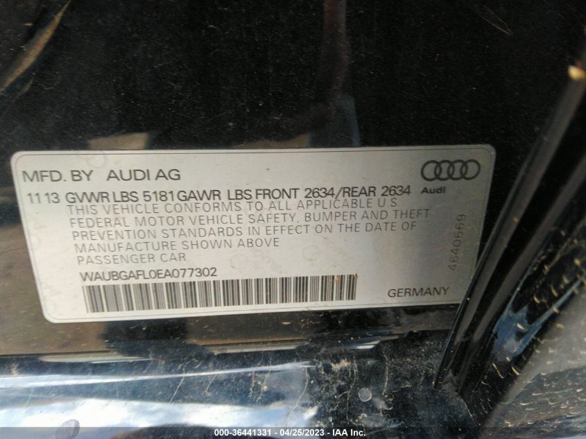 2014 AUDI S4 PREMIUM PLUS - WAUBGAFL0EA077302