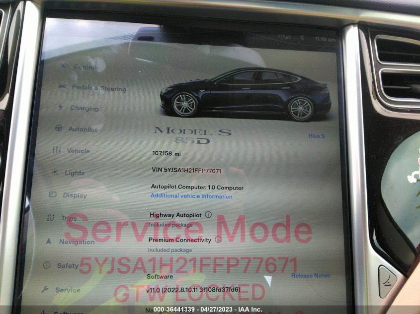 2015 TESLA MODEL S 85D/P85D/70D/90D/P90D - 5YJSA1H21FFP77671