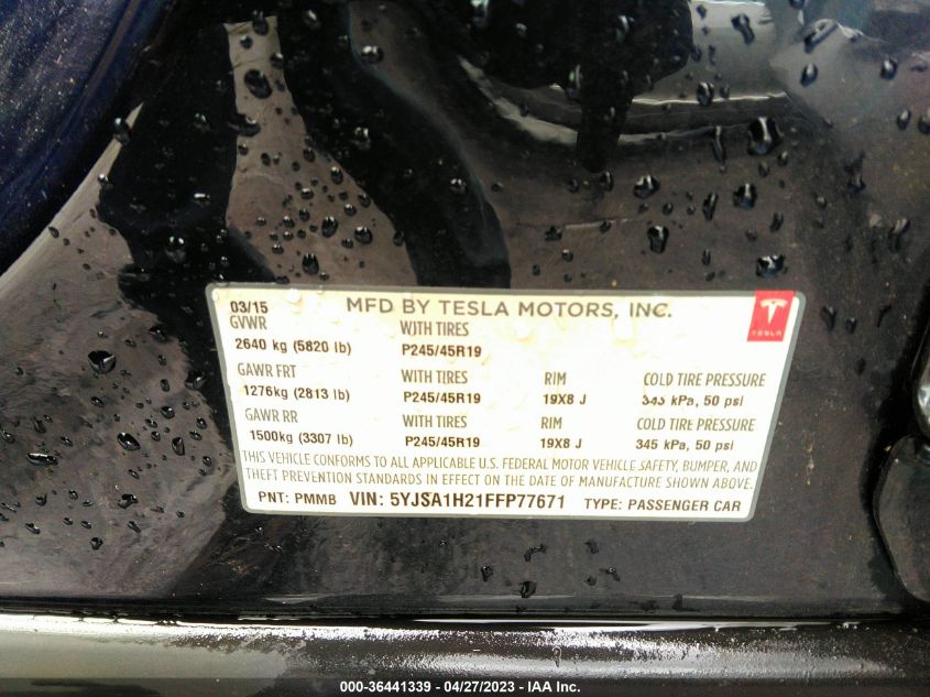 2015 TESLA MODEL S 85D/P85D/70D/90D/P90D - 5YJSA1H21FFP77671