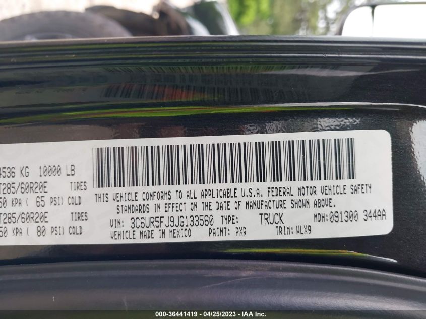 2018 RAM 2500 LARAMIE - 3C6UR5FJ9JG133560