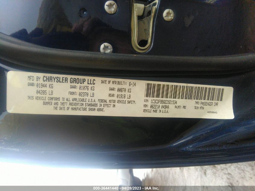 2014 DODGE DART SXT - 1C3CDFBB6ED921534
