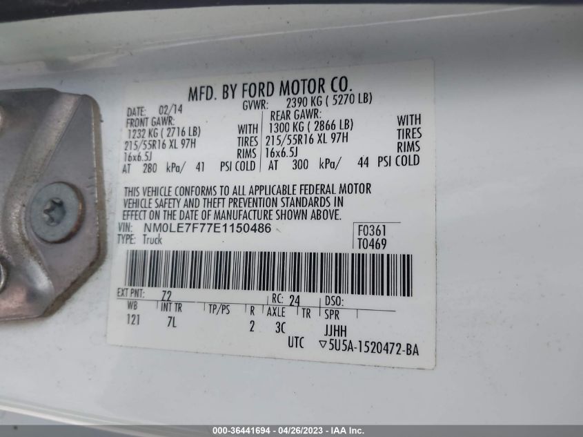 2014 FORD TRANSIT CONNECT XLT - NM0LE7F77E1150486
