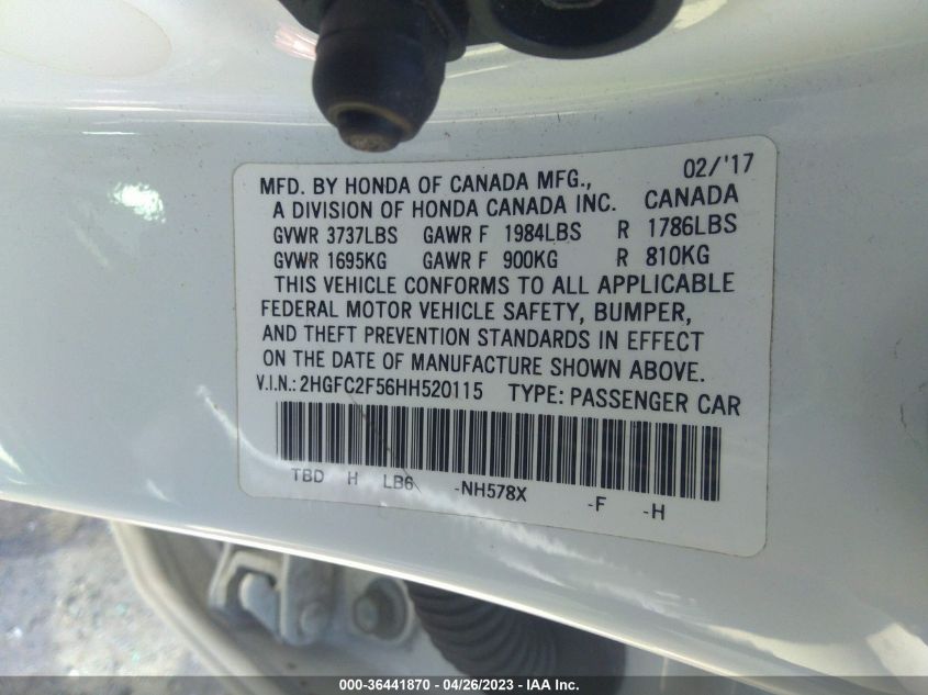 2017 HONDA CIVIC SEDAN LX - 2HGFC2F56HH520115