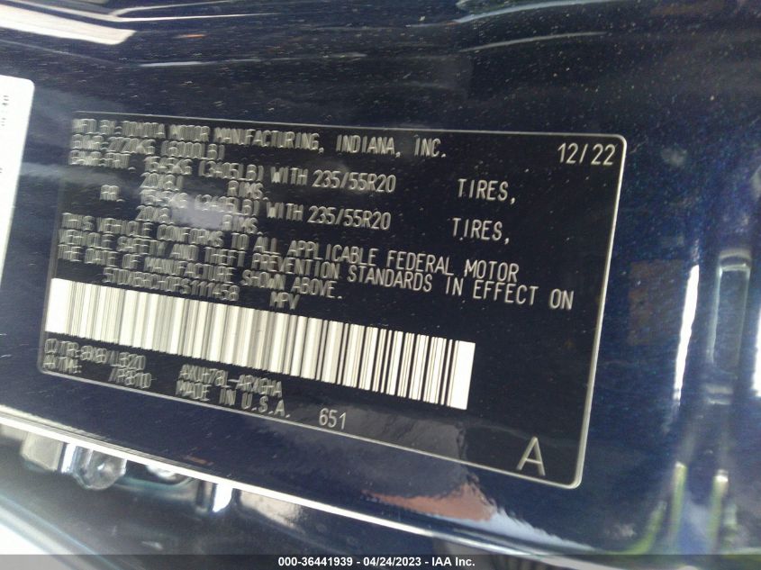 2023 TOYOTA HIGHLANDER HYBRID LIMITED - 5TDXBRCH0PS111458