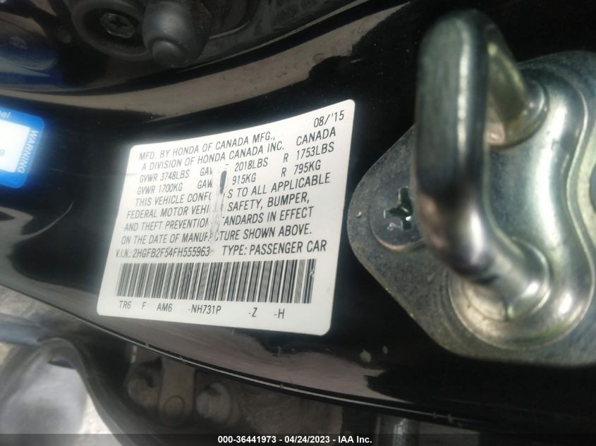 2015 HONDA CIVIC SEDAN LX - 2HGFB2F54FH555963