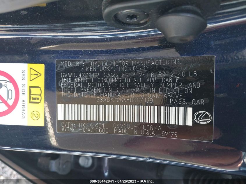 2017 LEXUS ES ES 350 - 58ABK1GG6HU067139