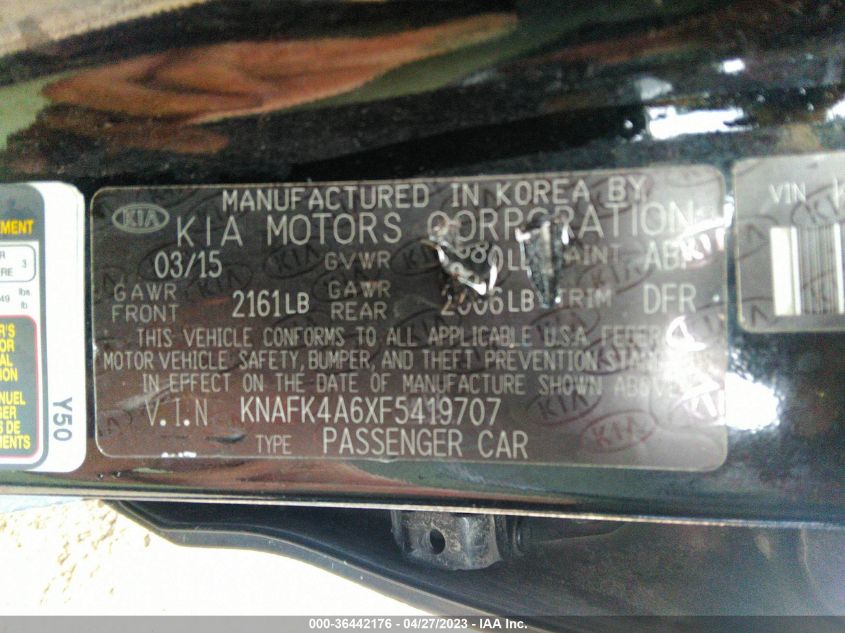 2015 KIA FORTE LX - KNAFK4A6XF5419707