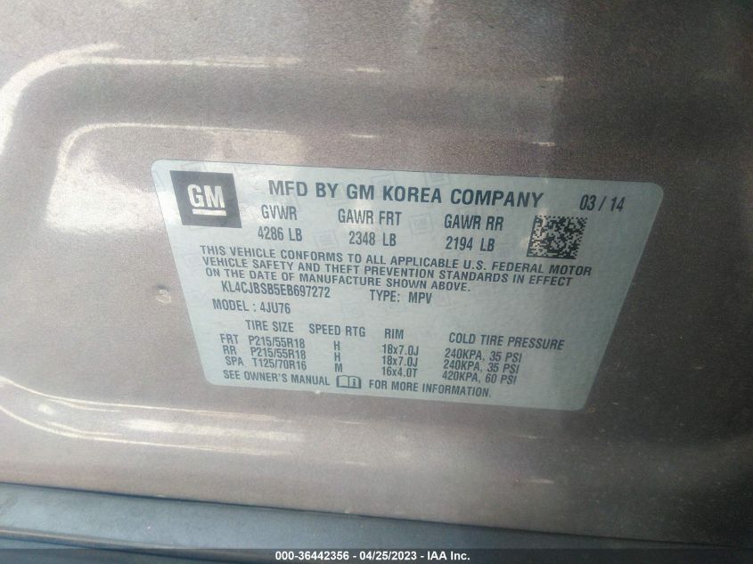 2014 BUICK ENCORE CONVENIENCE - KL4CJBSB5EB697272