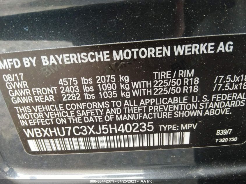 2018 BMW X1 SDRIVE28I - WBXHU7C3XJ5H40235