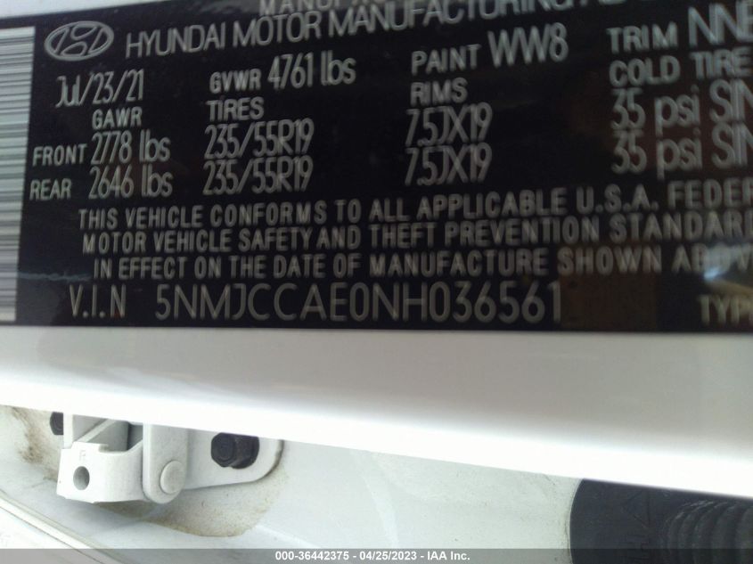 2022 HYUNDAI TUCSON SEL - 5NMJCCAE0NH036561