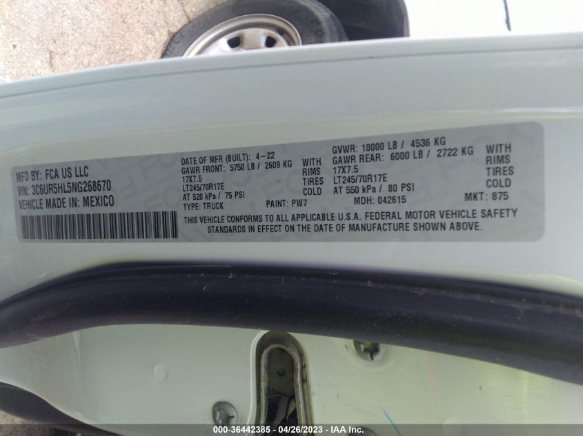 2022 RAM 2500 TRADESMAN - 3C6UR5HL5NG268670