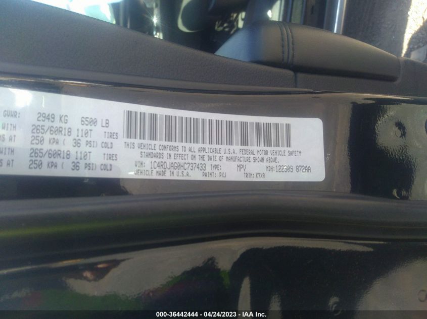 2017 DODGE DURANGO SXT - 1C4RDJAG0HC737433