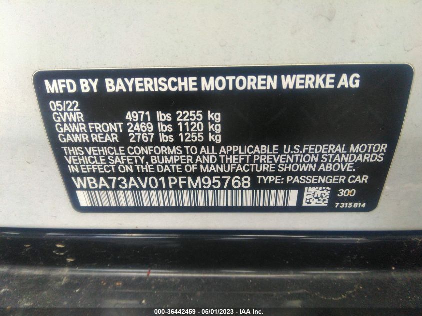 2023 BMW 4 SERIES 430I XDRIVE - WBA73AV01PFM95768