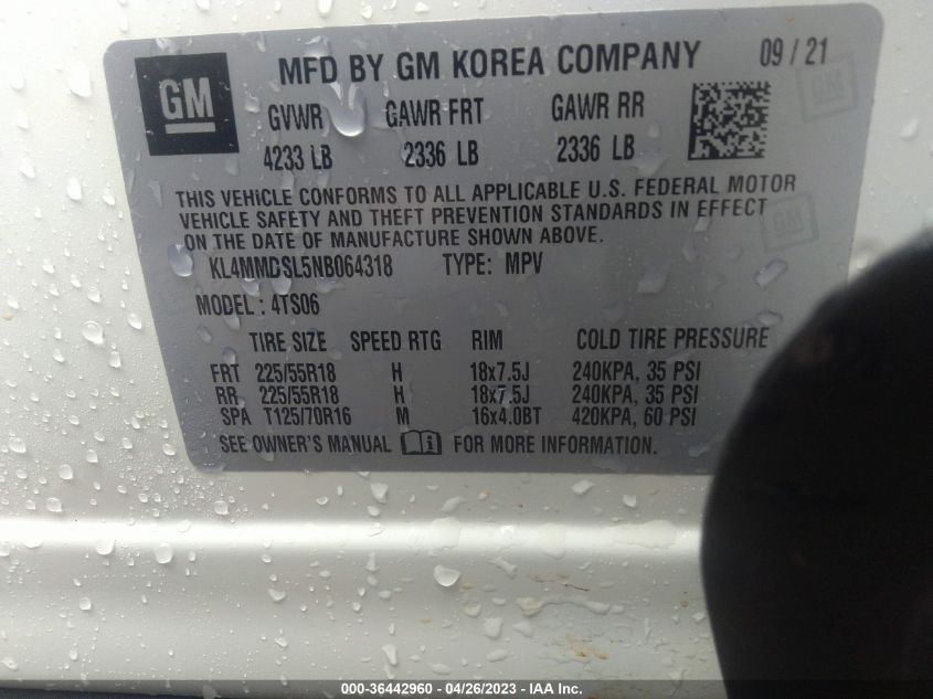 2022 BUICK ENCORE GX SELECT - KL4MMDSL5NB064318