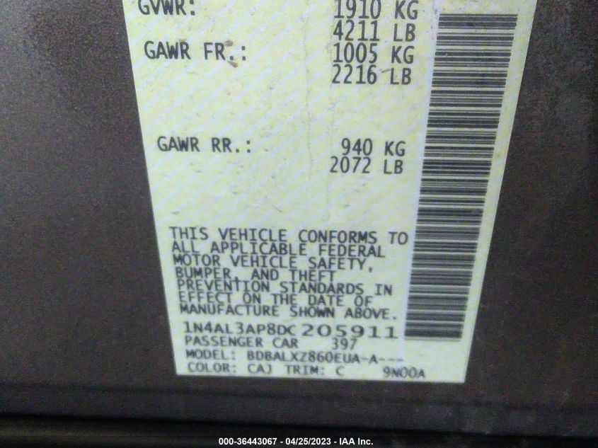 2013 NISSAN ALTIMA 2.5 SL - 1N4AL3AP8DC205911