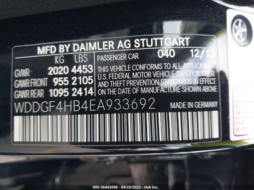 2014 MERCEDES-BENZ C-CLASS C 250 - WDDGF4HB4EA933692