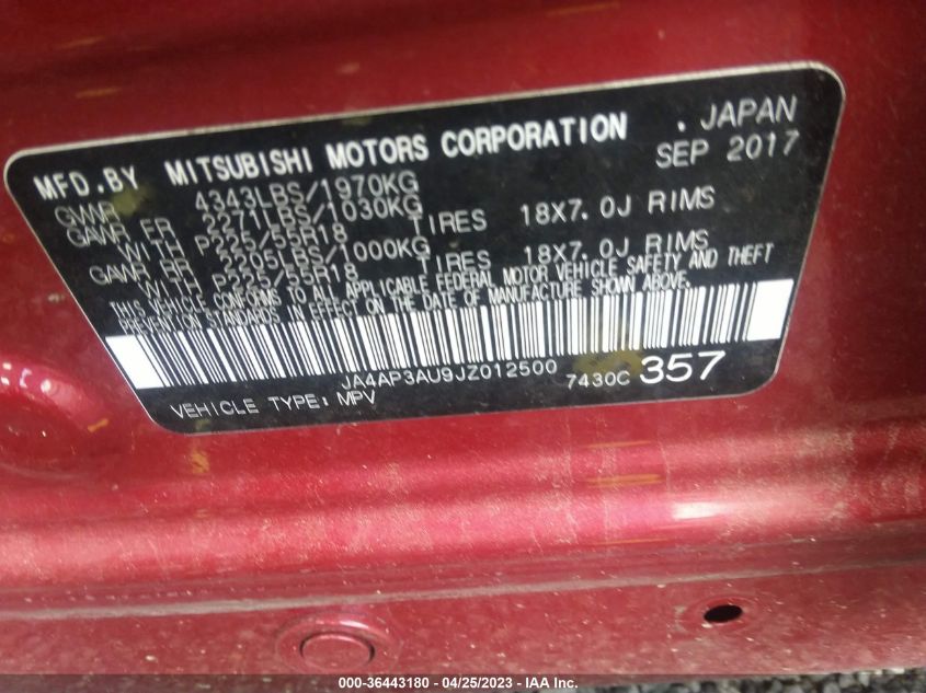 2018 MITSUBISHI OUTLANDER SPORT 2.0 - JA4AP3AU9JZ012500