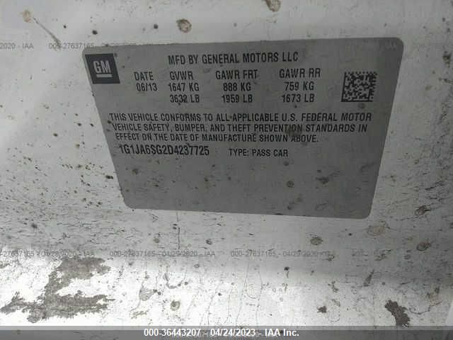 2013 CHEVROLET SONIC LS - 1G1JA6SG2D4237725
