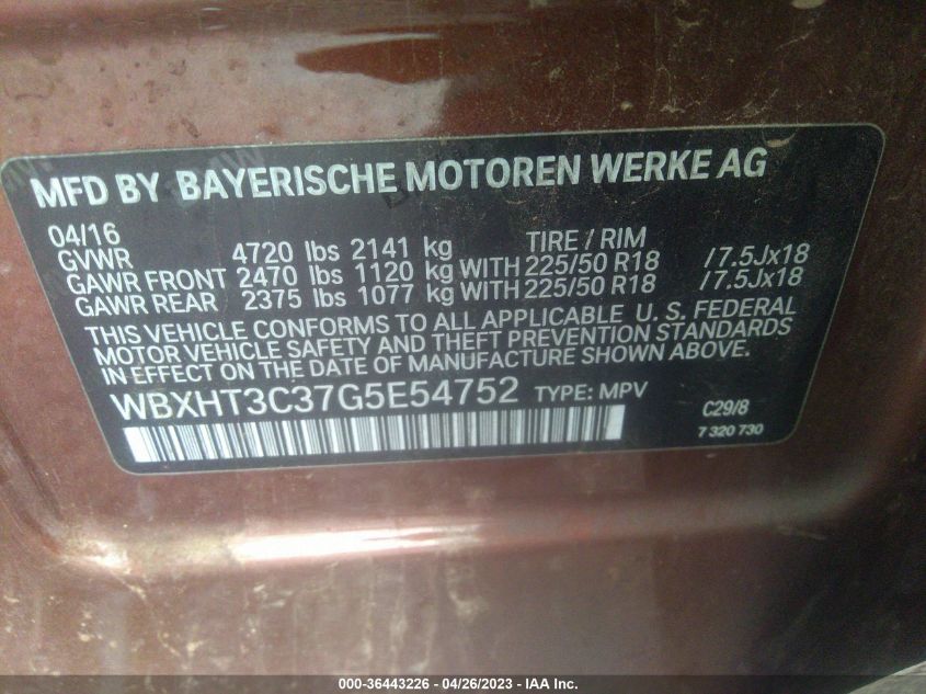 2016 BMW X1 XDRIVE28I - WBXHT3C37G5E54752