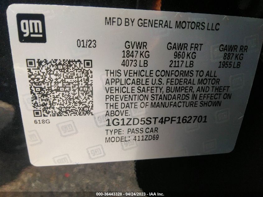 2023 CHEVROLET MALIBU LT - 1G1ZD5ST4PF162701