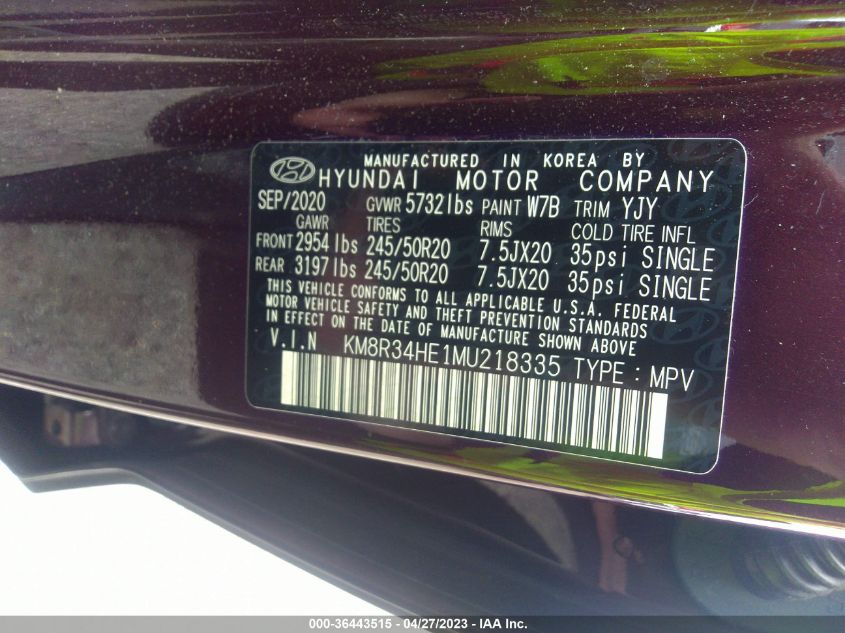 2021 HYUNDAI PALISADE SEL - KM8R34HE1MU218335