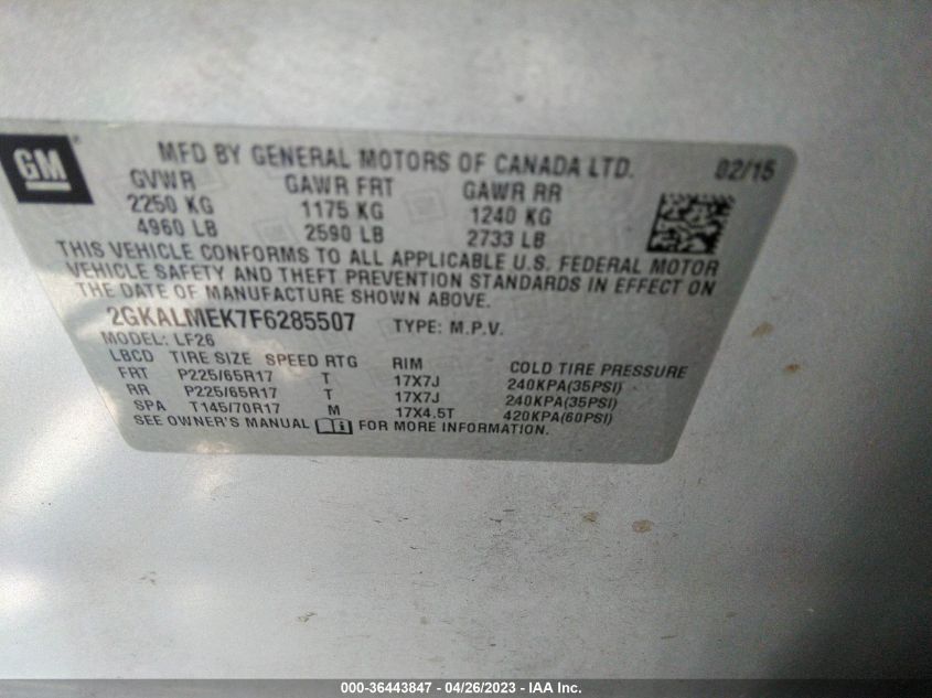 2015 GMC TERRAIN SLE - 2GKALMEK7F6285507