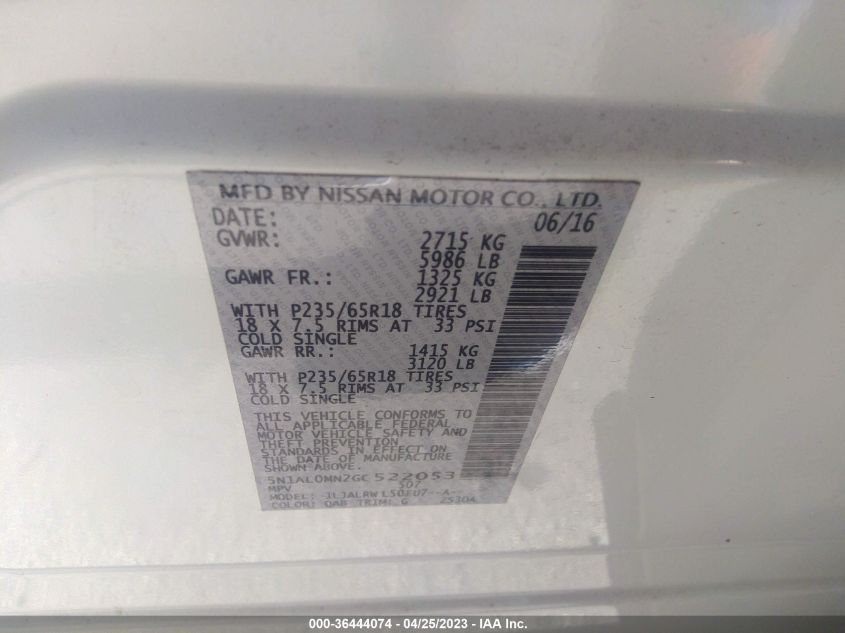 2016 INFINITI QX60 - 5N1AL0MN2GC522053