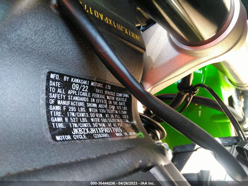 2023 KAWASAKI ZX636 K JKBZXJH1XPA017985