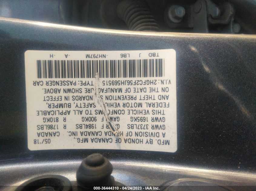 2018 HONDA CIVIC SEDAN LX - 2HGFC2F56JH569515