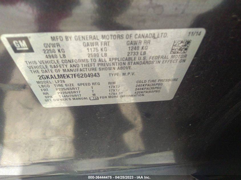 2015 GMC TERRAIN SLE - 2GKALMEK7F6204943