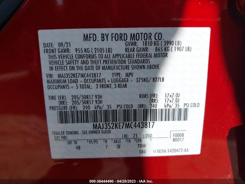 2021 FORD ECOSPORT TITANIUM - MAJ3S2KE7MC443817