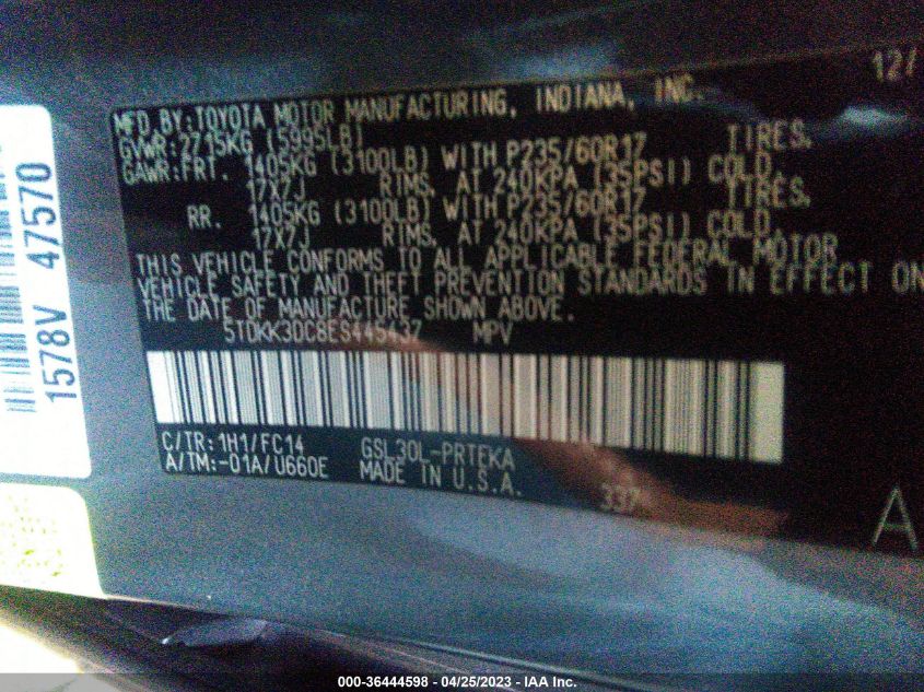 2014 TOYOTA SIENNA LE - 5TDKK3DC8ES445437