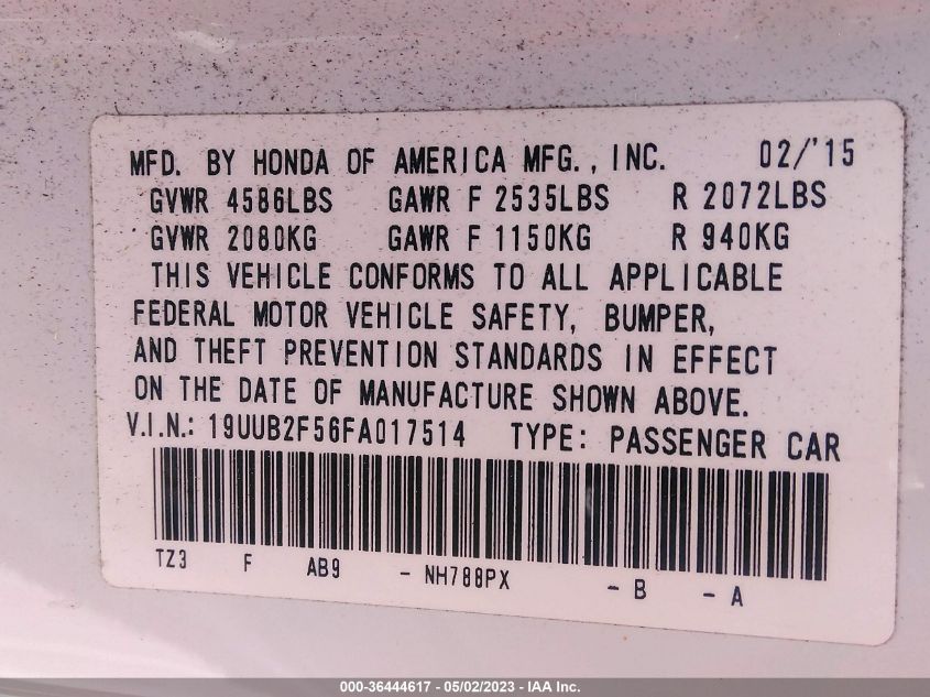 2015 ACURA TLX V6 TECH - 19UUB2F56FA017514