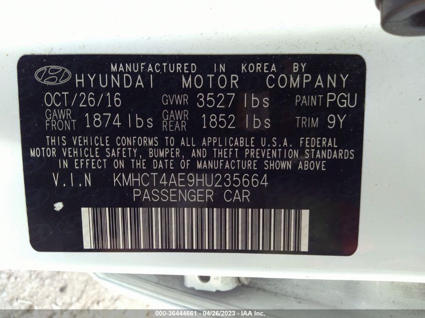 2017 HYUNDAI ACCENT SE - KMHCT4AE9HU235664