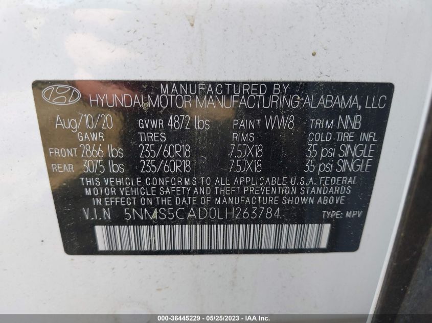 2020 HYUNDAI SANTA FE LIMITED - 5NMS5CAD0LH263784