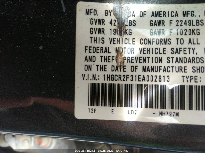 2014 HONDA ACCORD SEDAN LX - 1HGCR2F31EA002813