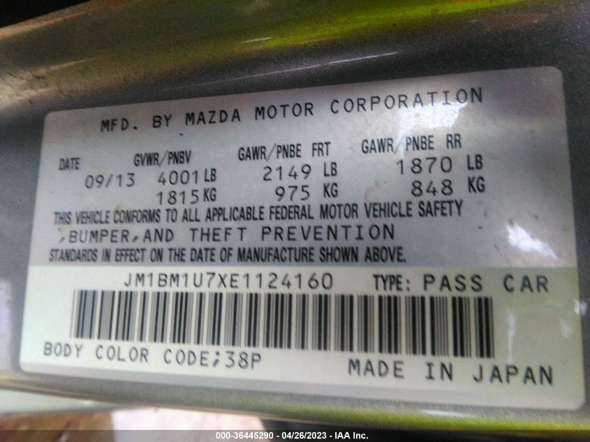 2014 MAZDA MAZDA3 I SPORT - JM1BM1U7XE1124160